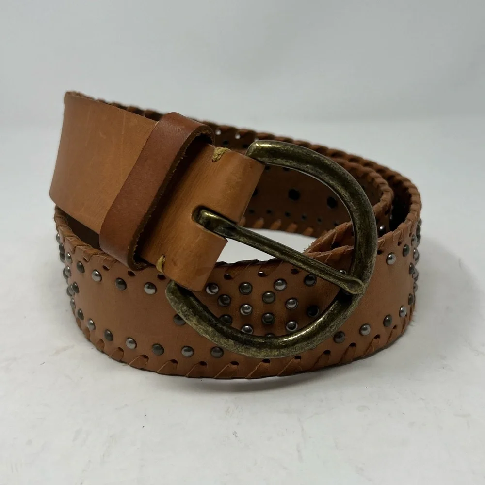 Leather studded belt